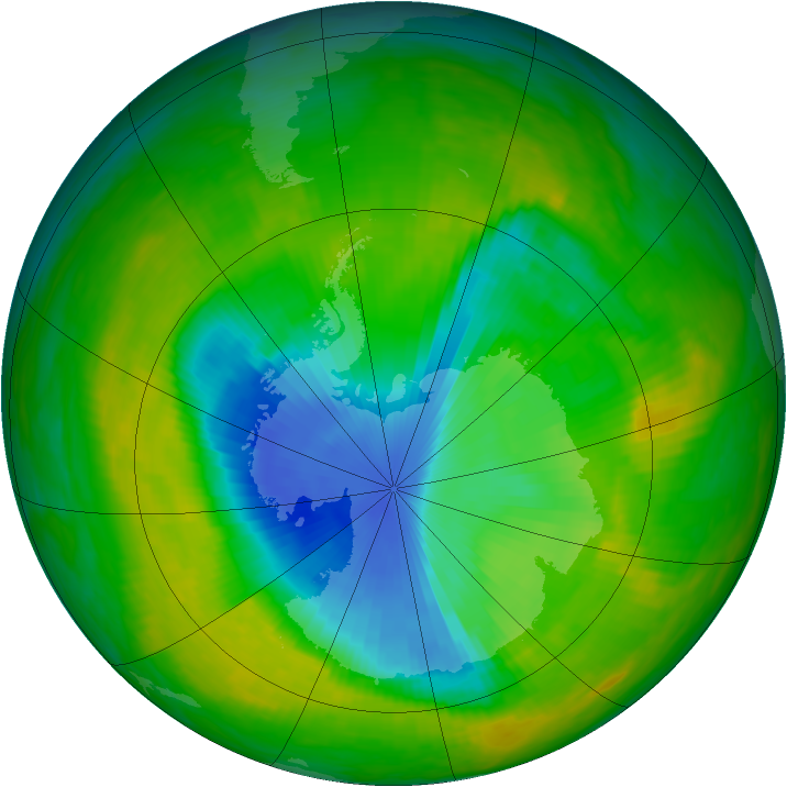 Antarctic ozone map for 27 November 1989